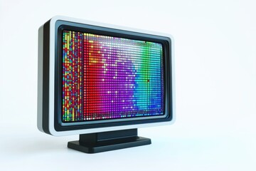 Poster - A small television sitting on a wooden table, the colorful screen visible