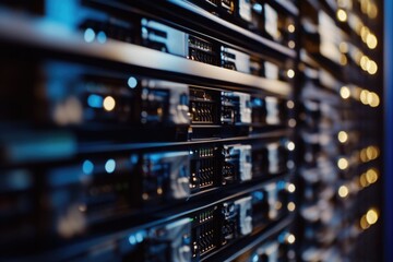 Poster - A row of servers in a server room, ideal for tech and business uses