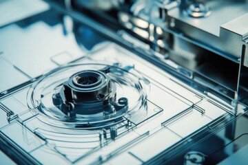 Poster - close-up shot of a machine in operation, suitable for use in industrial or technical contexts