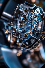 Poster - A close-up view of a computer motherboard with various components and circuitry