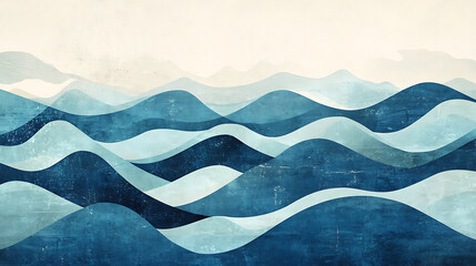 Aufkleber - Dynamic waves in ocean landscape digital art serene environment abstract viewpoint nature concept