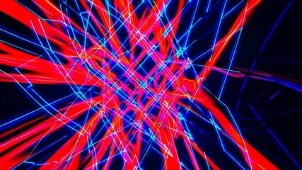 Fototapete - A vibrant abstract glass mesh with complex geometric patterns and radiant light beams passing through, adding a sense of movement.
