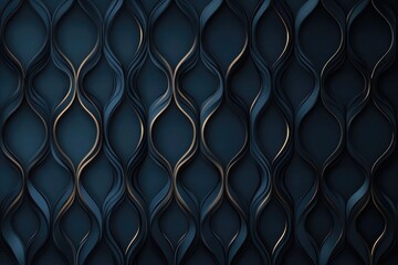 Poster - A dark blue wall featuring a unique pattern of curved lines, suitable for backgrounds and designs