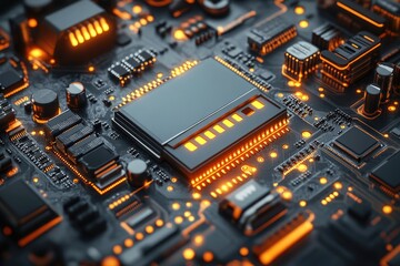 Poster - A detailed view of a computer motherboard components