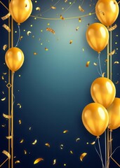 Wall Mural - Celebration banner background with gold confetti and balloonsgenerative ai balloon background balloon background party holiday celebration decoration 