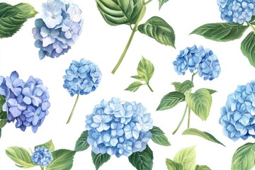 Poster - A bouquet of blue flowers with lush green leaves