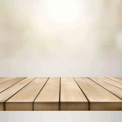 Poster - A simple wooden table on a clean white background