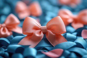 Sticker - Close-up of colorful bows in blue and orange hues