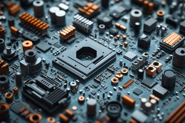 Poster - High-quality image of a computer motherboard, perfect for tech-related projects and illustrations
