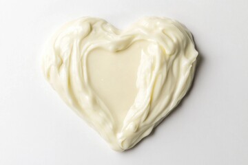 Wall Mural - A heart-shaped cake with white icing on a white surface