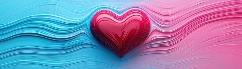 Poster - A vibrant heart symbolizing love, surrounded by colorful abstract waves.