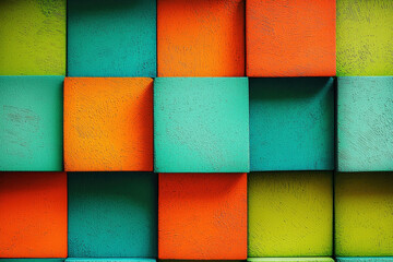 Poster - Bright colorful squares in a repeating pattern showcasing energy and vibrancy with a textured finish