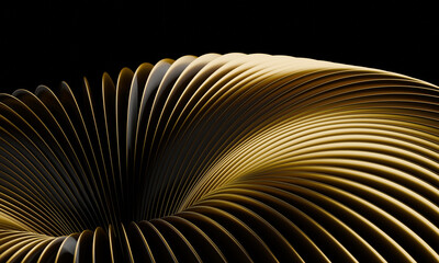Poster - Dynamic Gold and Black 3D Layered Structure with Elegant Glossy Finish