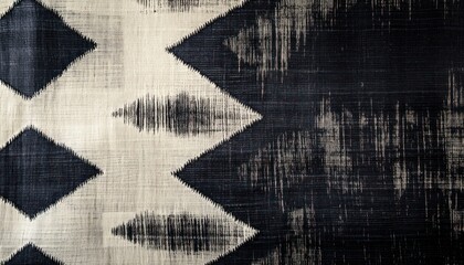 Aufkleber - Black and white geometric textile pattern with diamond and zigzag shapes texture