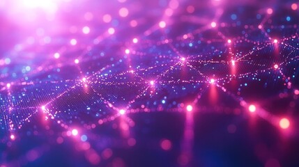 Abstract digital network with glowing nodes.