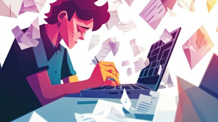 Poster - A person sitting in front of a laptop, possibly working or studying