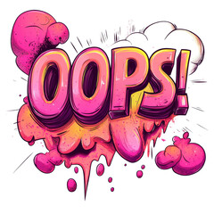 Aufkleber - A vibrant pink graffiti-style illustration of the word Oops with an explosion effect.