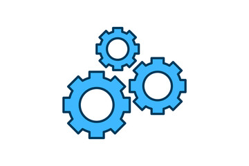 Poster - Gear icon. icon related to Star Up. suitable for web site, app, user interfaces, printable etc. flat line icon style. simple vector design editable