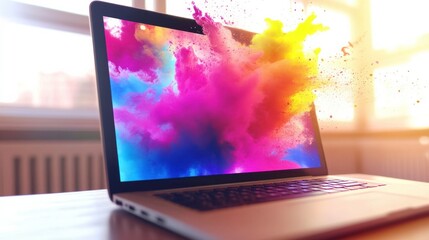 Poster - Vibrant Colors on Laptop Screen with Natural Light