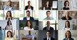 © fizkes - Head shot portrait lot of businesspeople, professionals, successful businessmen and businesswomen smile look at camera pose indoor. Success, achievement, collage of different age and ethnicity people