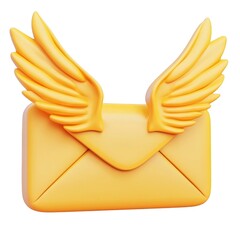 Aufkleber - 3d icon Yellow closed envelope mail sporting wings, digitally against isolated on white background
