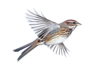 Wall Mural - bird in flight - brown and white sparrow