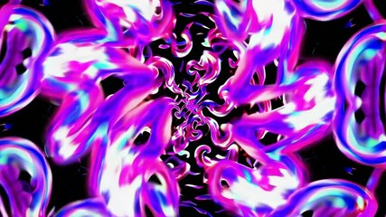 Poster - Abstract neon spiral pattern with vibrant colors, kaleidoscopic symmetry. Digital art and psychedelic concept