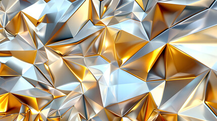 Poster - Gold and Silver Motion Geometric Pattern Background, generative ai