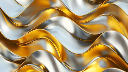 Poster - Gold and Silver Motion Geometric Pattern Background, generative ai