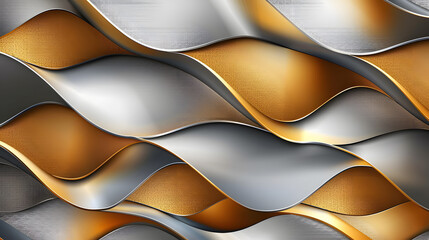 Poster - Gold and Silver Motion Geometric Pattern Background, generative ai