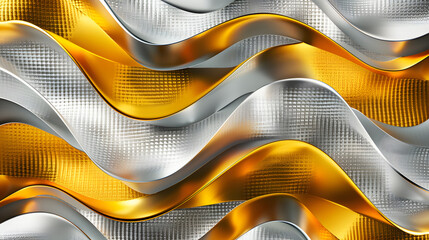 Poster - Gold and Silver Motion Geometric Pattern Background, generative ai