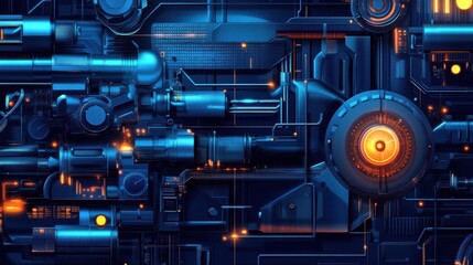 Poster - machine work abstract concept vector illustrations.