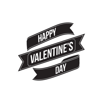 Happy Valentine's Day greeting, romantic sticker. Typography Template Vector Design. Valentine's Day sticker, Banner, wallpaper, heart,  elements background—isolated illustration poster 14 February. 
