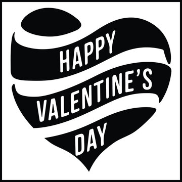Happy Valentine's Day greeting, romantic sticker. Typography Template Vector Design. Valentine's Day sticker, Banner, wallpaper, heart,  elements background—isolated illustration poster 14 February. 