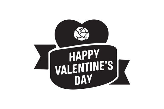Happy Valentine's Day greeting, romantic sticker. Typography Template Vector Design. Valentine's Day sticker, Banner, wallpaper, heart,  elements background—isolated illustration poster 14 February. 