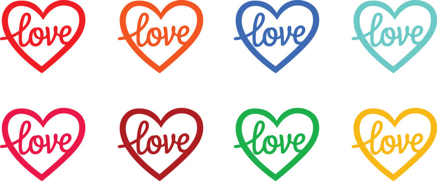 Happy Valentine's Day greeting, romantic sticker. Typography set Vector Design. Valentine's Day sticker, Banner, wallpaper, heart,  elements background—isolated illustration poster 14 February. 