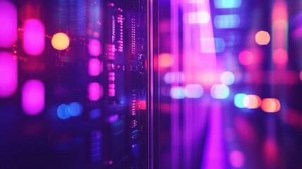 Poster - Vibrant Light Patterns in a Modern Tech Environment