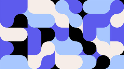 Wall Mural - background with black and blue liquid connected circle dots.metaballs pattern on white. abstract geo