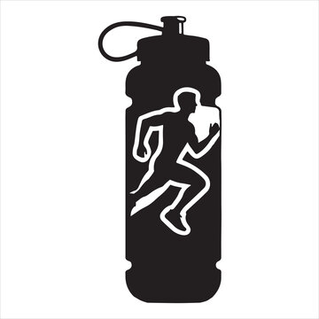 sport water bottle silhouette on white background
