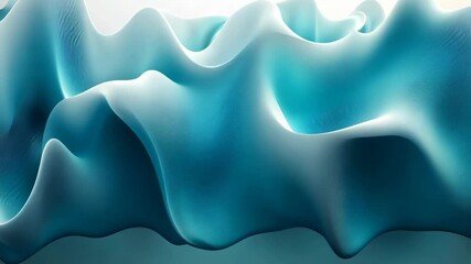 Fototapete - Dive into a mesmerizing flowing sea of turquoise shapes, where light dances across undulating forms. This visual masterpiece offers a soothing and ethereal journey through abstract motion.