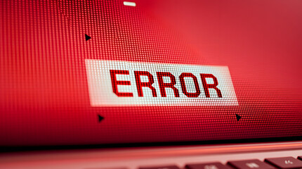 Leinwandbilder - red pixelated error message text in a vintage retro computer screen