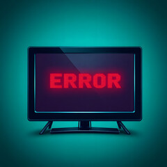 Leinwandbilder - pixelated error message text in a vintage retro tv or computer screen