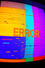 Leinwandbilder - pixelated error message text in a vintage retro tv or computer screen