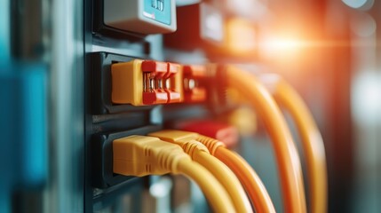 an advanced panel with a colorful array of cables illustrating the complexity of modern technology a