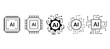 © Aamir Gfx - Artificial intelligence AI Processor set icons, AI circuit board chip, AI system square, round and gear shape icons chips set