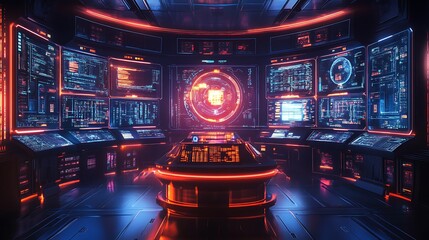 Aufkleber - A futuristic background featuring a holographic interface with floating data points and graphs, set against a sleek, metallic backdrop