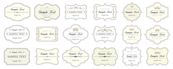 decorative vintage frame and retro badge. ornamental label frames. old ornate labels, royal wedding 