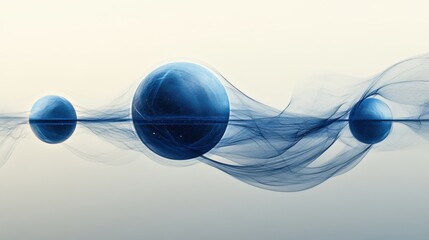 Wall Mural - Abstract Blue Spheres and Energy Waves