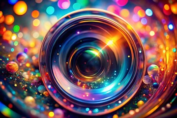 Poster - Surreal Lens Diffraction: AI-Generated Photo Mockup with Abstract Light Effects