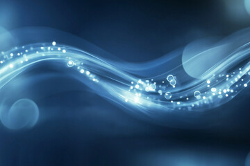 Poster -  blue wave with many bubbles in it. The bubbles are scattered throughout the wave, creating a sense of movement and energy. Scene is one of excitement and motion, as if the wave is in constant motion